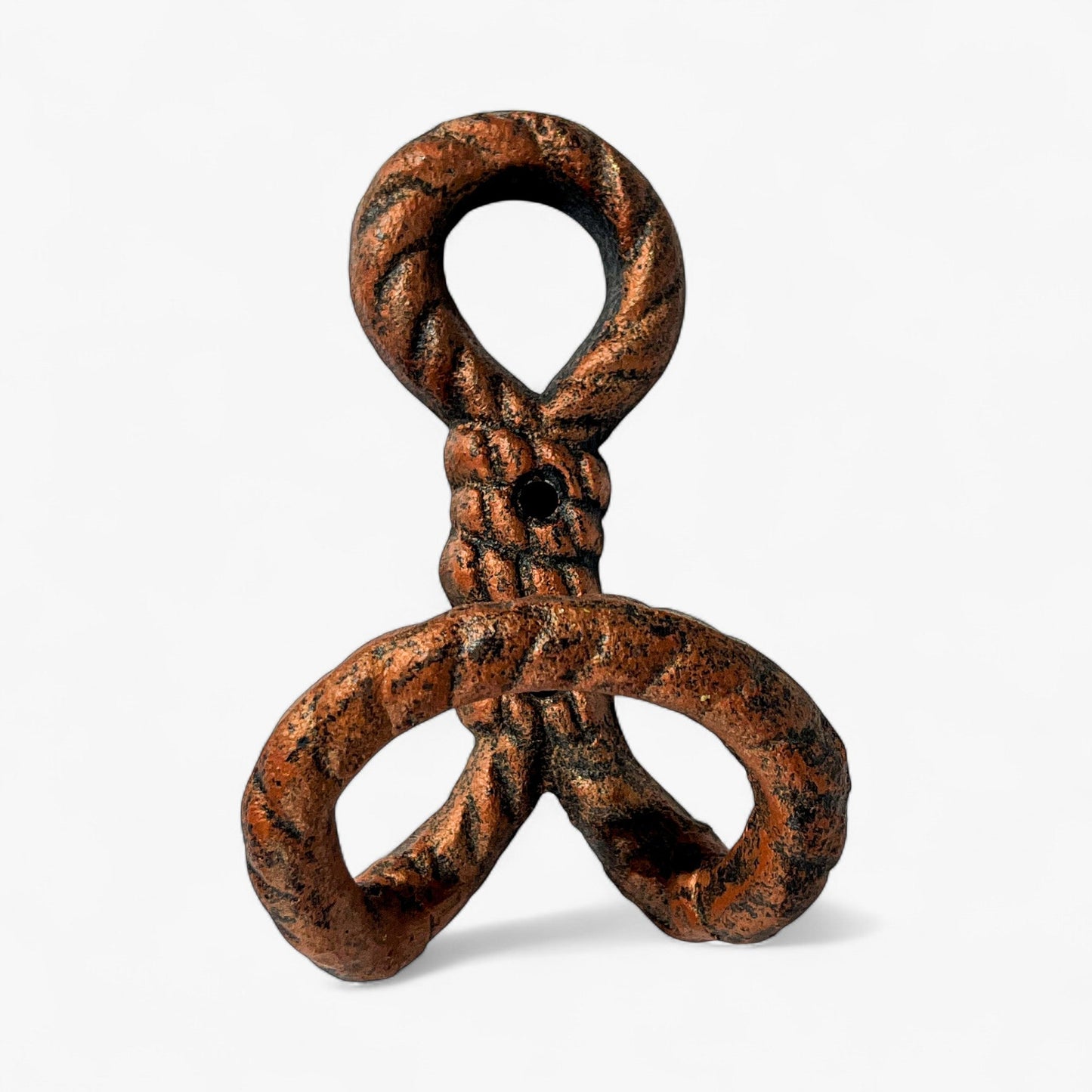 Nautical Rope Wall Hooks, Cast Iron Set of 2, White and Copper