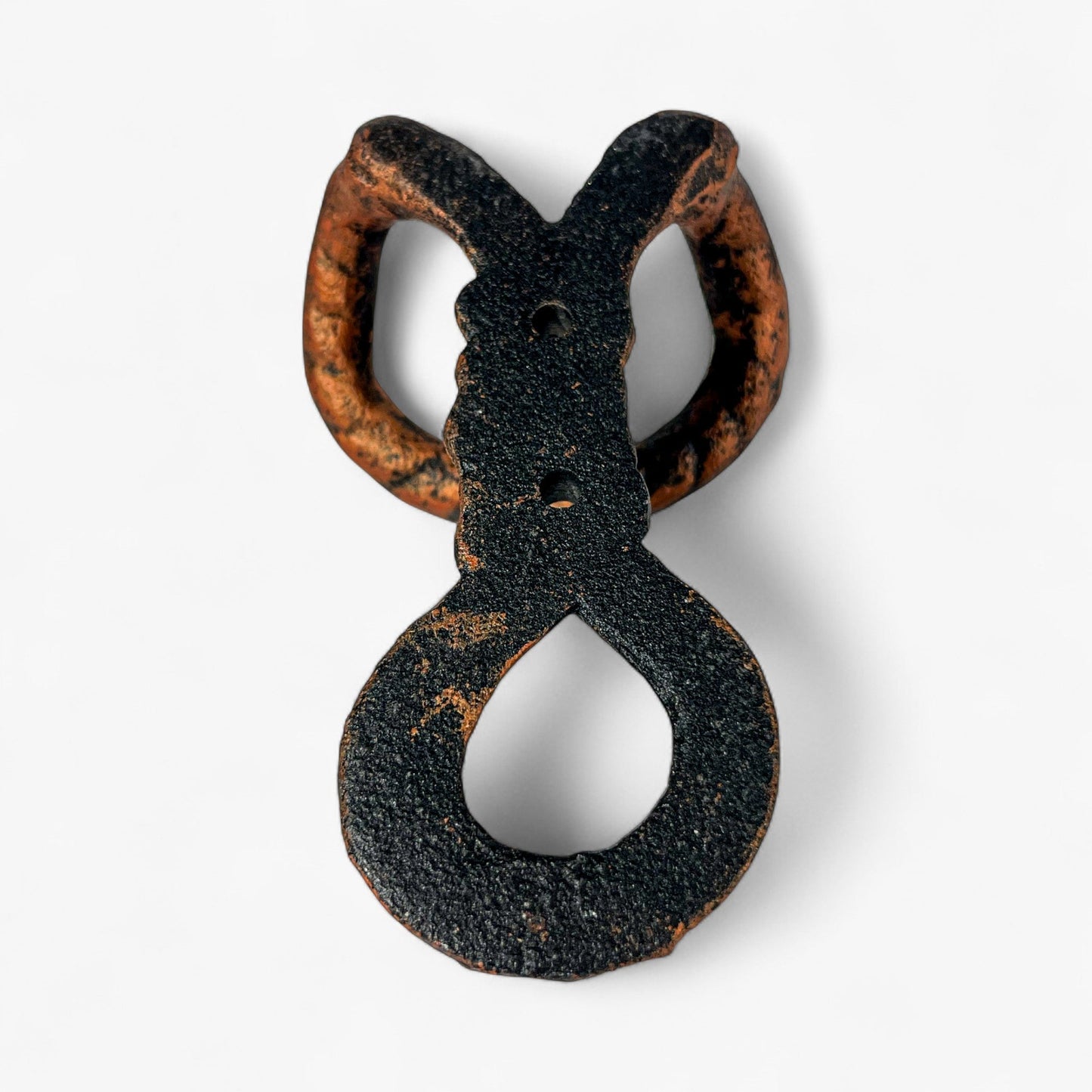 Nautical Rope Wall Hooks, Cast Iron Set of 2, White and Copper