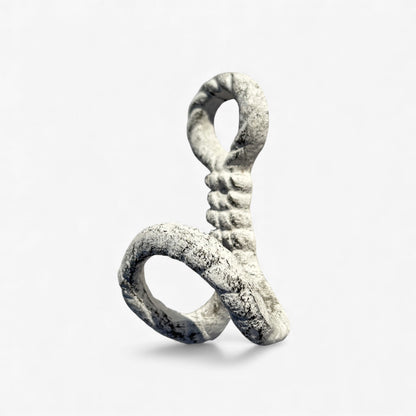 Nautical Rope Wall Hooks, Cast Iron Set of 2, White and Copper