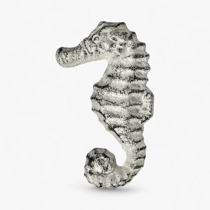 Seahorse Drawer Pull, Distressed White Cast Iron Cabinet Knob