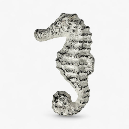Seahorse Drawer Pull, Distressed White Cast Iron Cabinet Knob