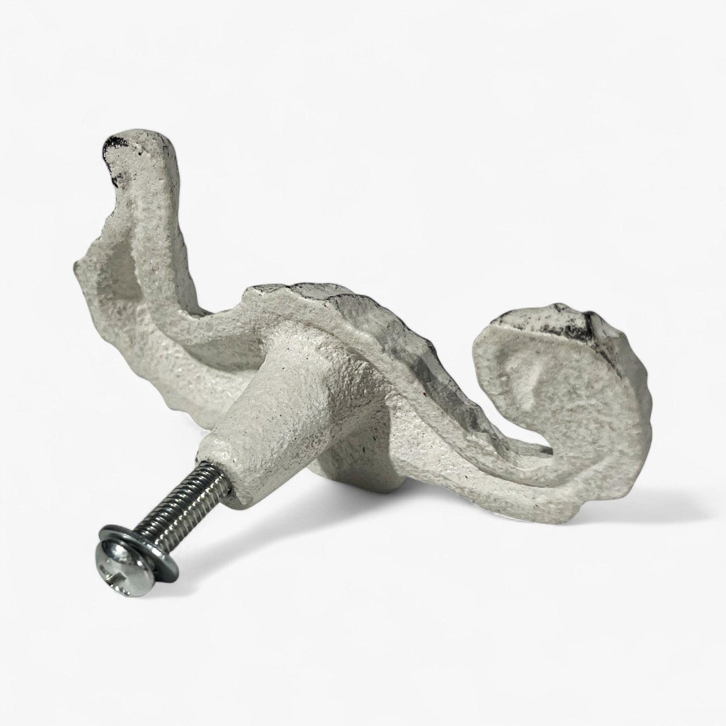 Seahorse Drawer Pull, Distressed White Cast Iron Cabinet Knob