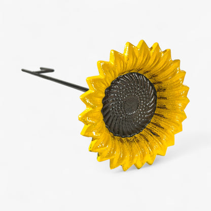Sunflower Bird Feeder and Bath, Yellow Cast Iron Garden Stake