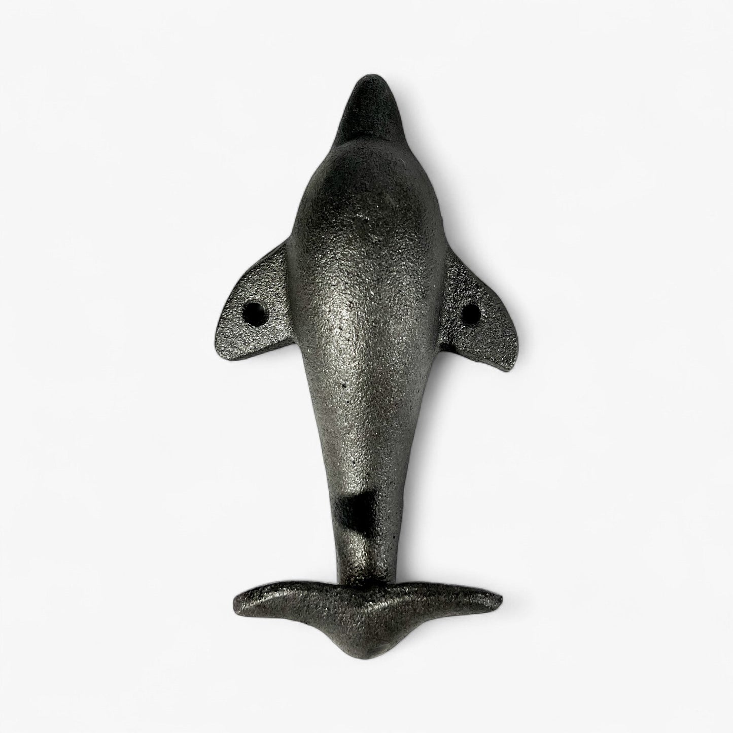 Dolphin Tail Wall Hook, Cast Iron Natural Finish for Keys or Towels