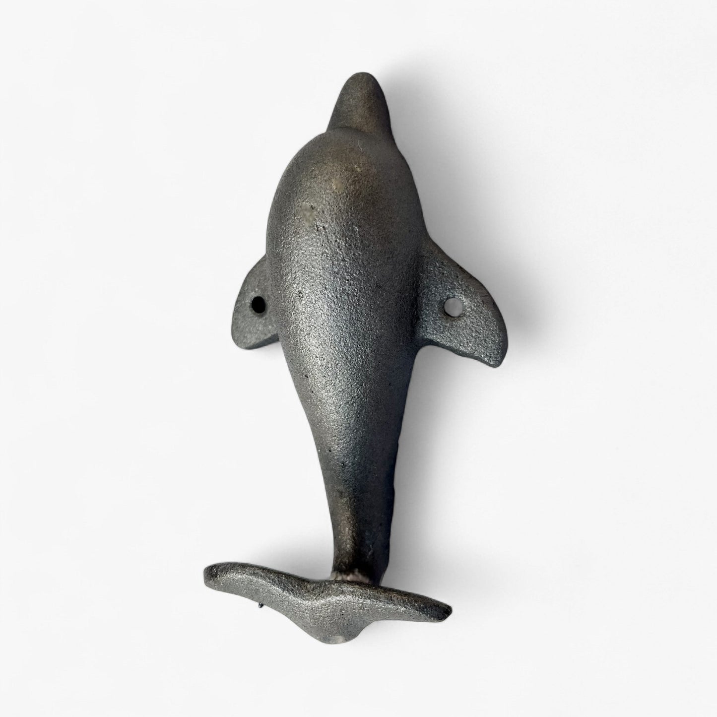 Dolphin Tail Wall Hook, Cast Iron Natural Finish for Keys or Towels