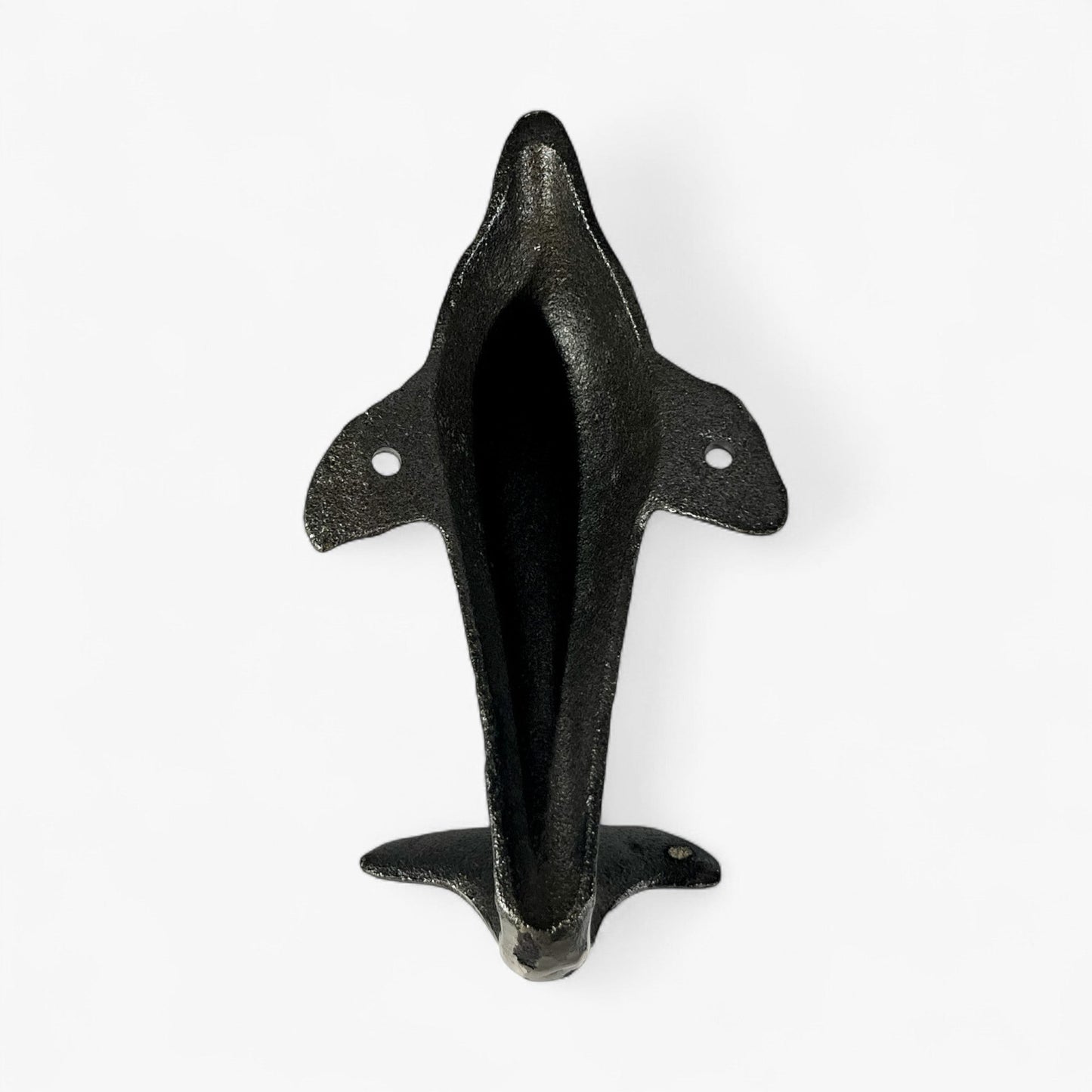 Dolphin Tail Wall Hook, Cast Iron Natural Finish for Keys or Towels