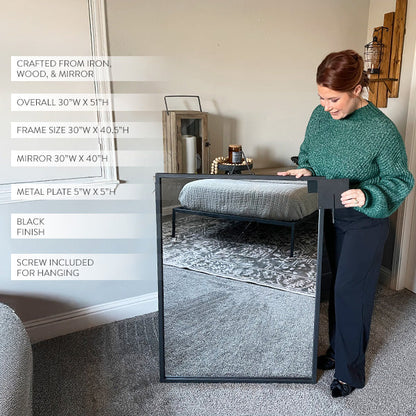 51 Inch Matte Black Hanging Mirror