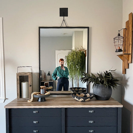 51 Inch Matte Black Hanging Mirror