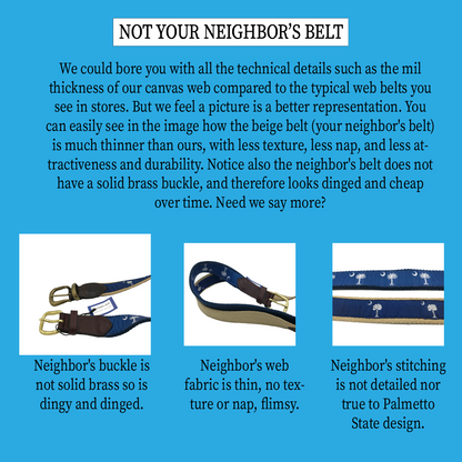 South Carolina Crescent Moon Palmetto State Flag Belt - Navy Blue