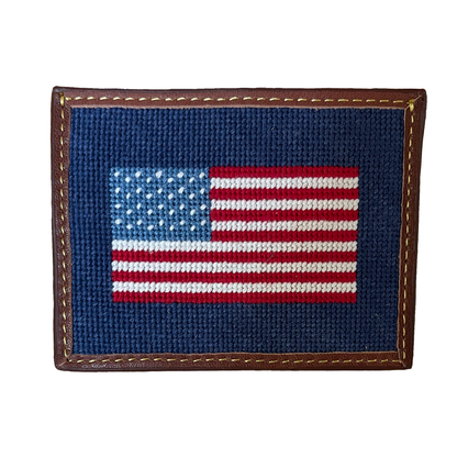 USA Flag Needlepoint Card Wallet