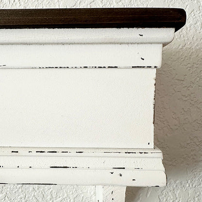 Distressed White Wood Wall Shelf