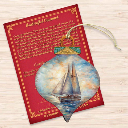 Holiday Coastal Ornaments - Sailboat Symphony Wooden Ornaments by G.Debrekht Coastal Holiday Decor - 8688172