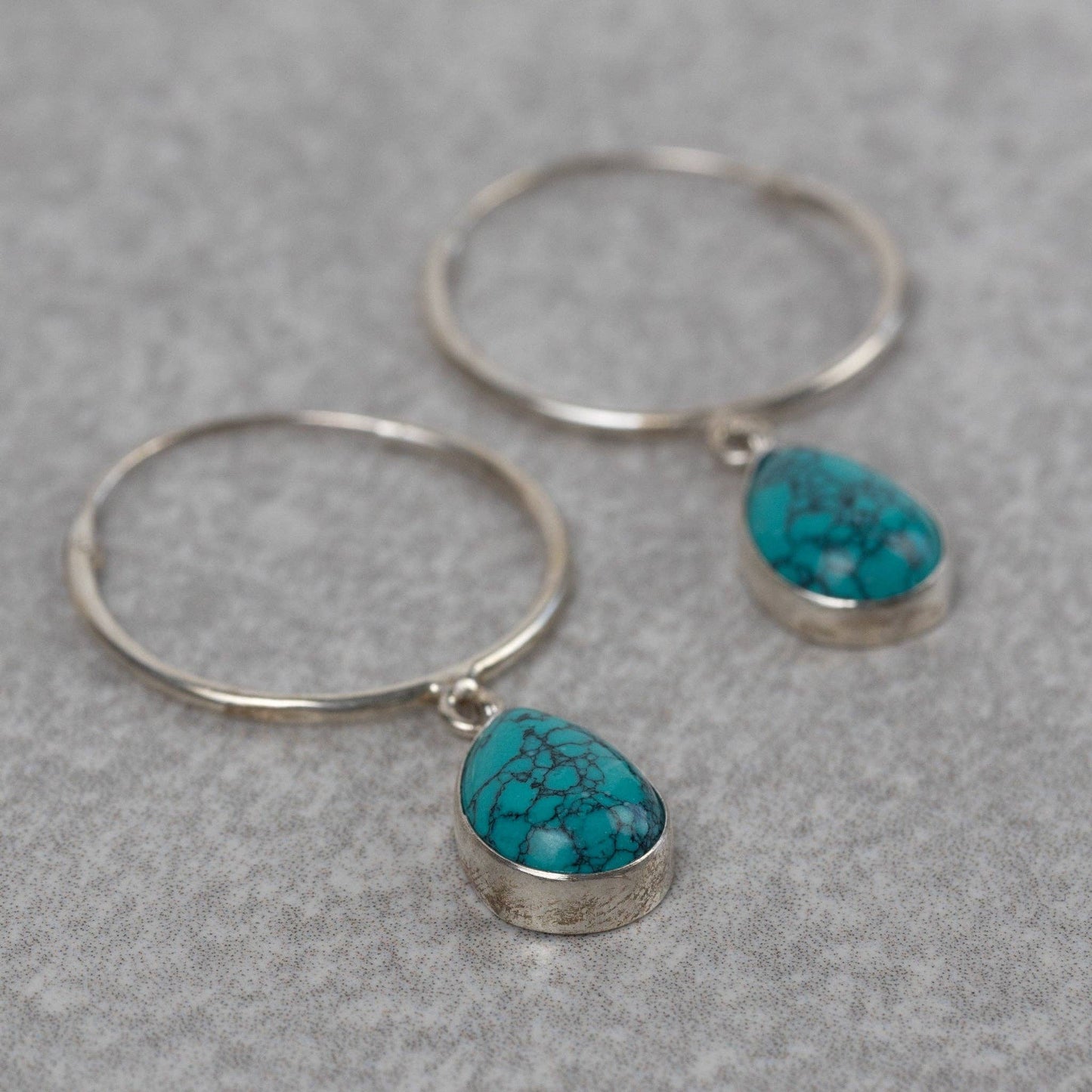 Turquoise Drop Hoop Earrings