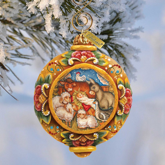Village Nativity Sculpted Hand-Painted Christmas Ornament by G. DeBrekht - Nativity Holiday Décor - 6102414