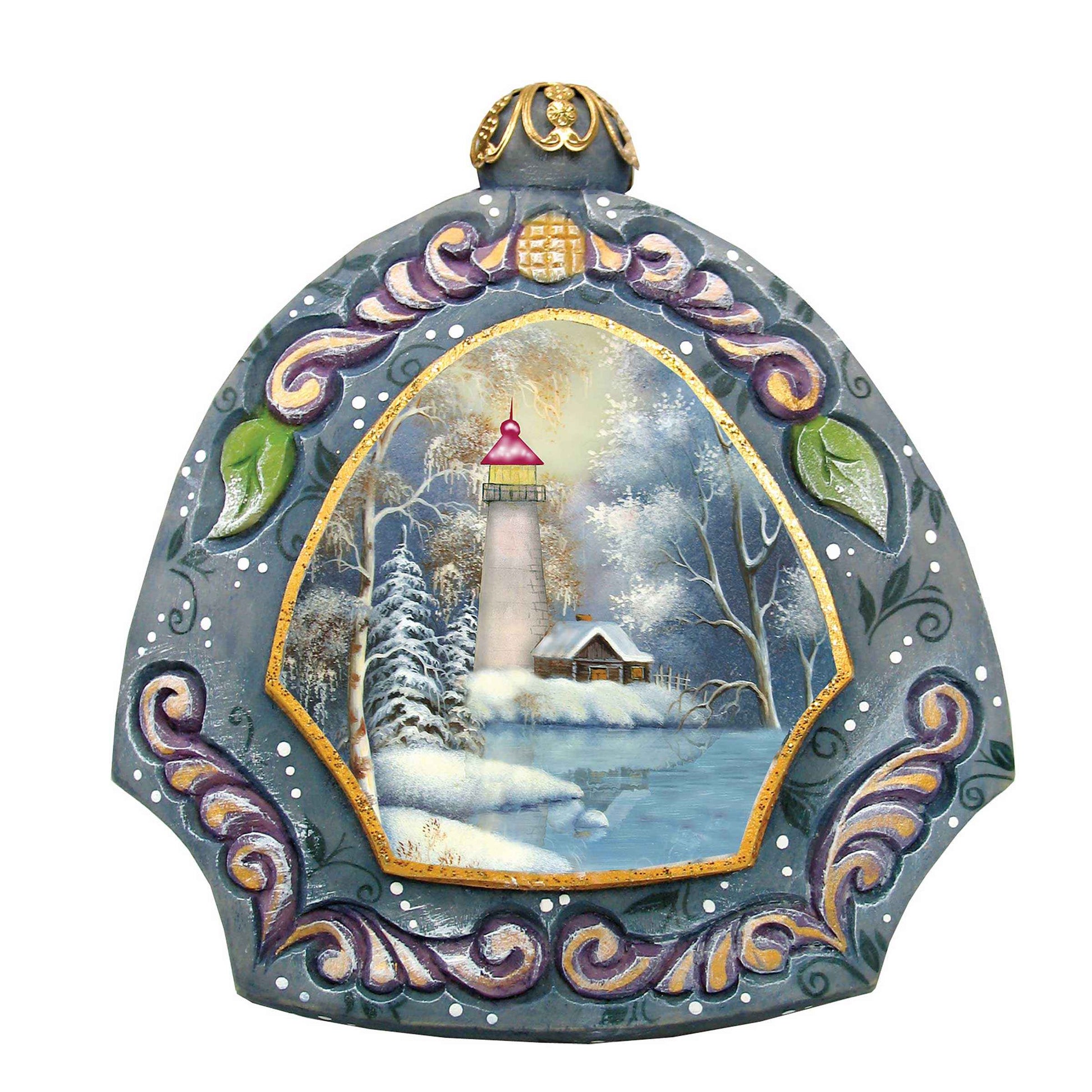 Harbor Light Sculpted Hand-Painted Christmas Ornament by G. DeBrekht - Coastal Holiday Decor - 6102832