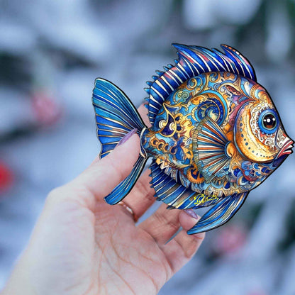 Holiday Coastal Ornaments - Turquoise Tide Fish Wooden Ornaments by G.Debrekht Coastal Holiday Decor - 8688305