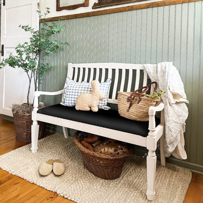 Vintage-Inspired Wooden Bench with Upholstered Seat