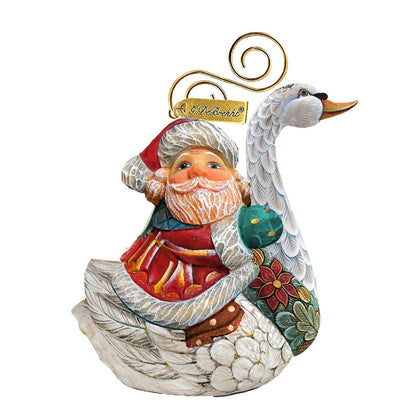 Christmas Goose Santa Sculpted Hand-Painted Ornament by G. DeBrekht - Christmas Santa Snowman Décor - 63156