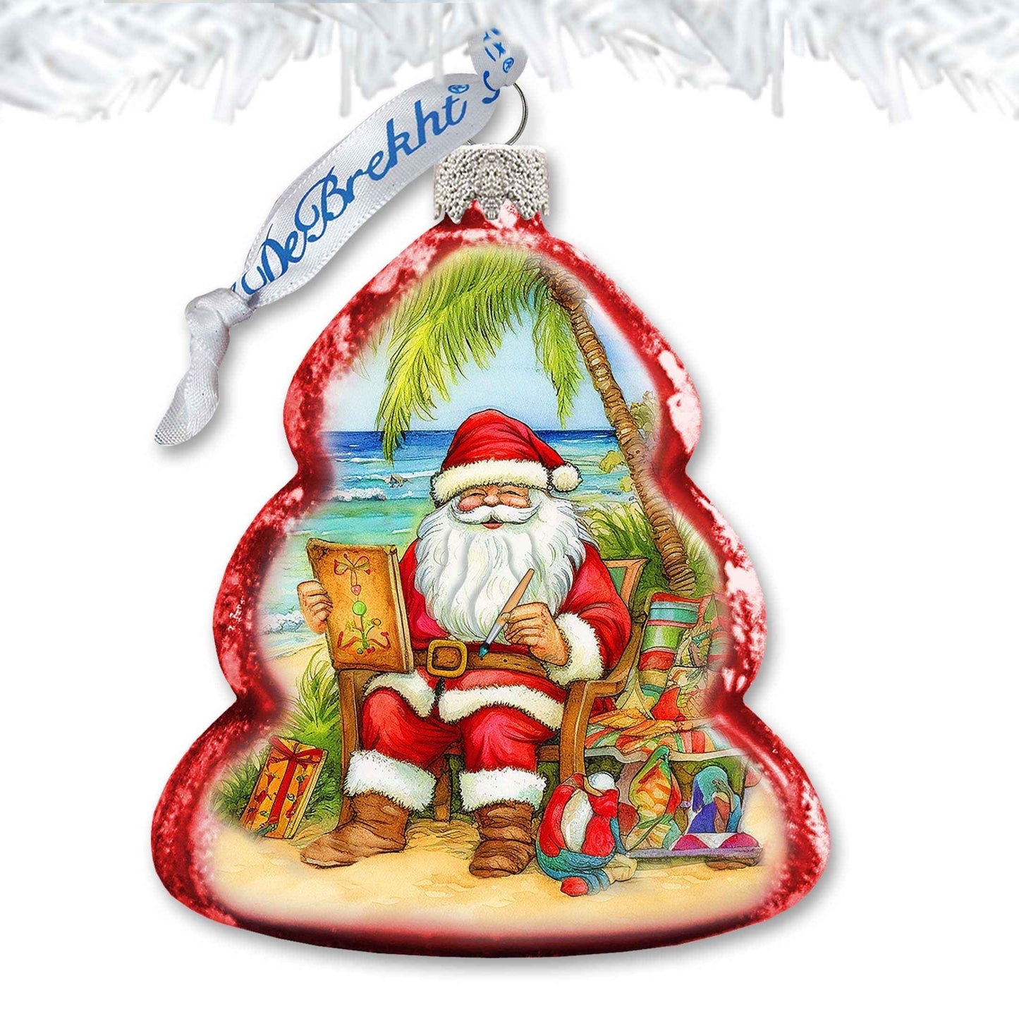 Holiday Coastal Ornament - Santa's Artistry Keepsake Glass Ornaments by G. Debrekht - Christmas Decor - 777415