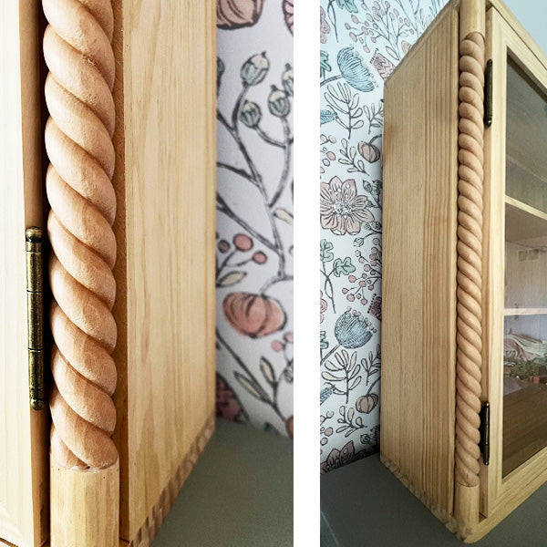 Turned Wood Frame Wall Cabinet