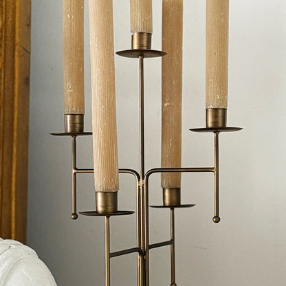 Freestanding Antique Iron Candelabra, Set of Two