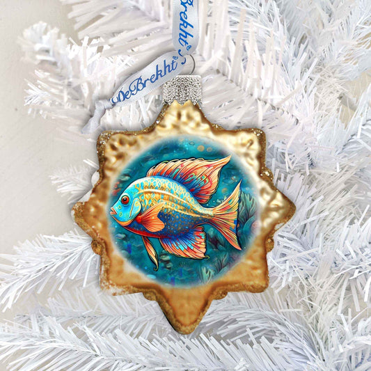 Holiday Coastal Ornament - Ocean Fish Keepsake Glass Ornaments by G. Debrekht - Coastal Holiday Decor - 777405