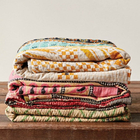 Authentic Vintage Kantha Quilt, Bohemian Home Decor | Gift