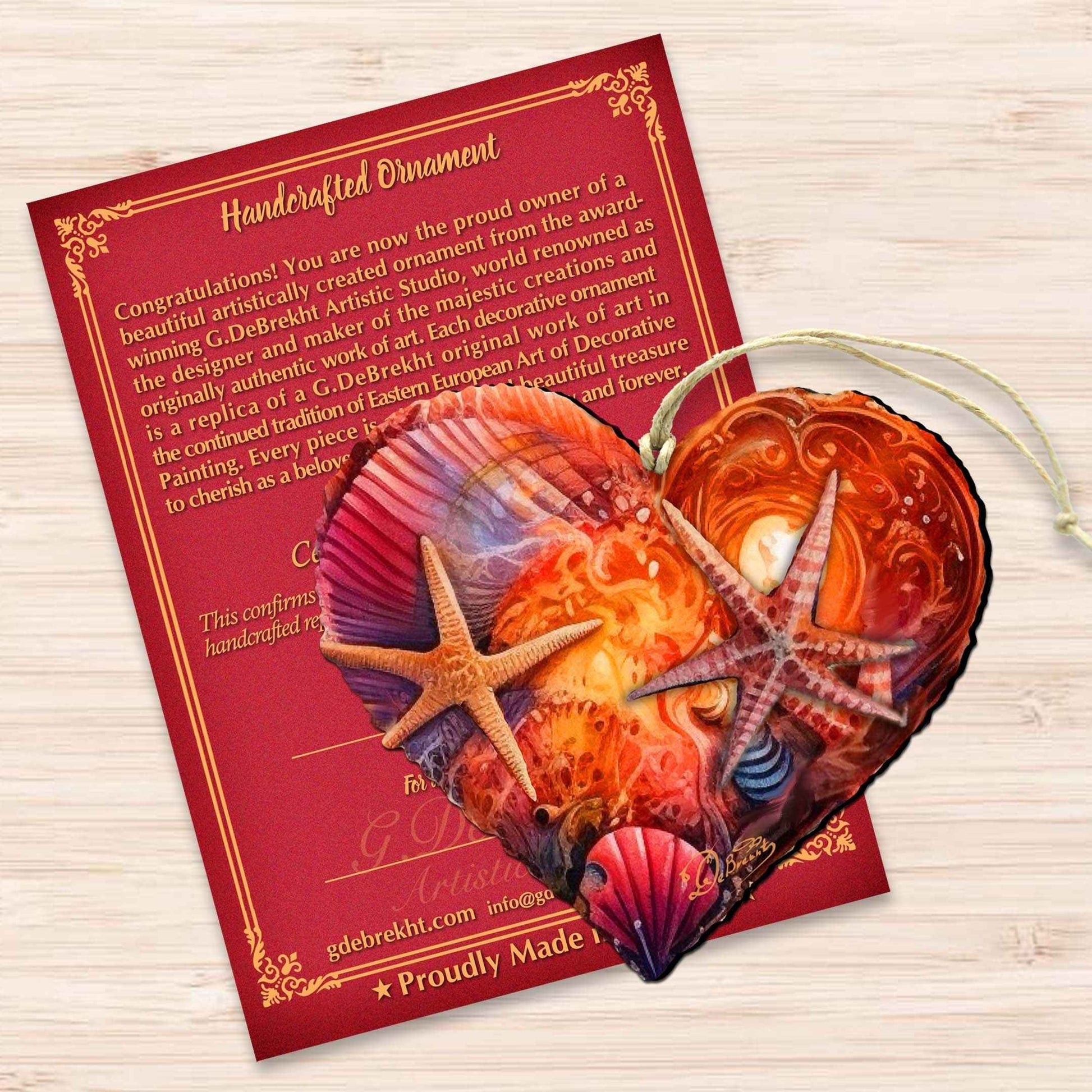 Holiday Coastal Ornaments - Coastal Heart Wooden Ornaments by G.Debrekht Coastal Holiday Decor - 8688199