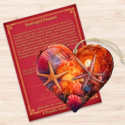 Holiday Coastal Ornaments - Coastal Heart Wooden Ornaments by G.Debrekht Coastal Holiday Decor - 8688199