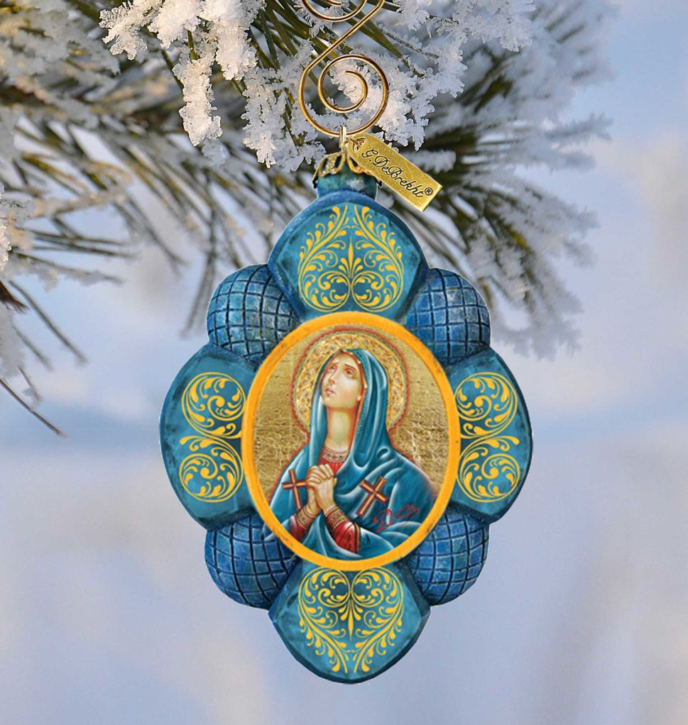 Mother of God Sculpted Hand-Painted Christmas Ornament by G. DeBrekht - Nativity Holiday Decor - 610842