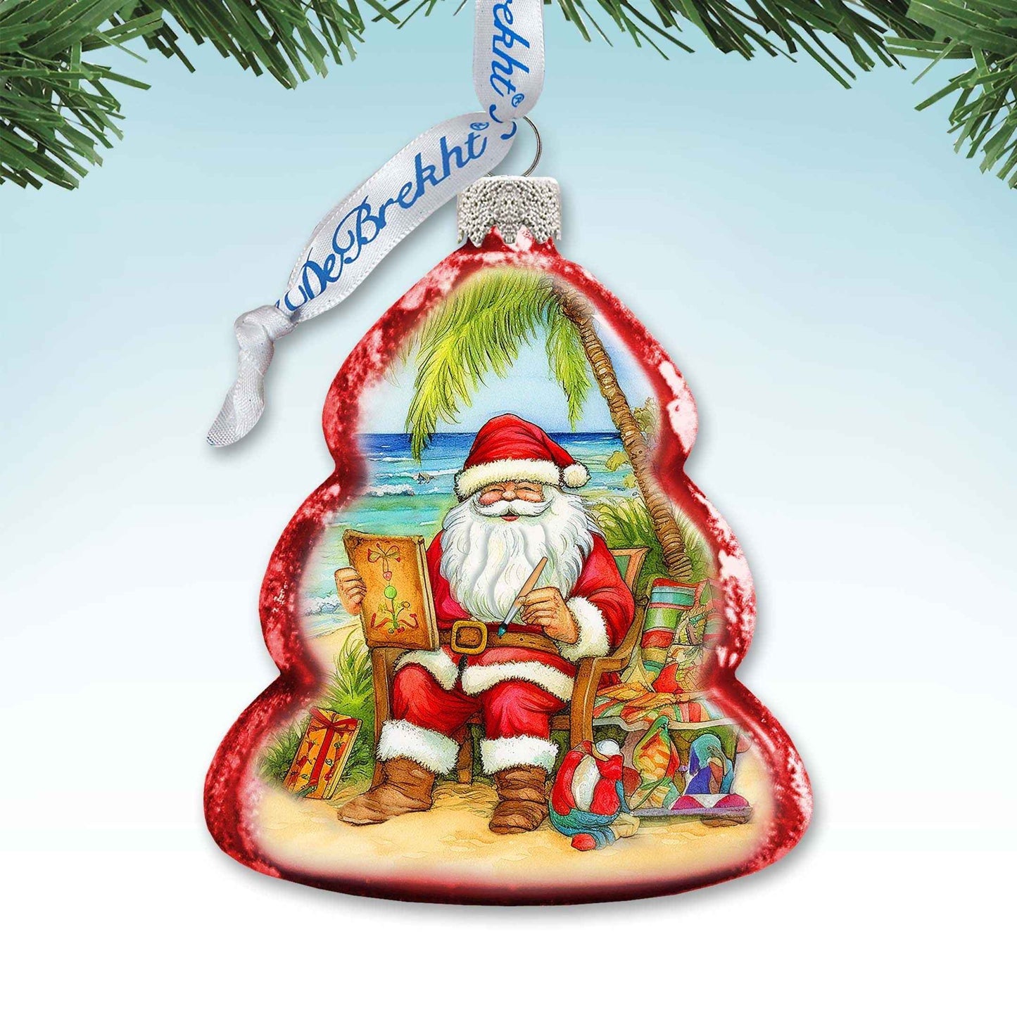 Holiday Coastal Ornament - Santa's Artistry Keepsake Glass Ornaments by G. Debrekht - Christmas Decor - 777415