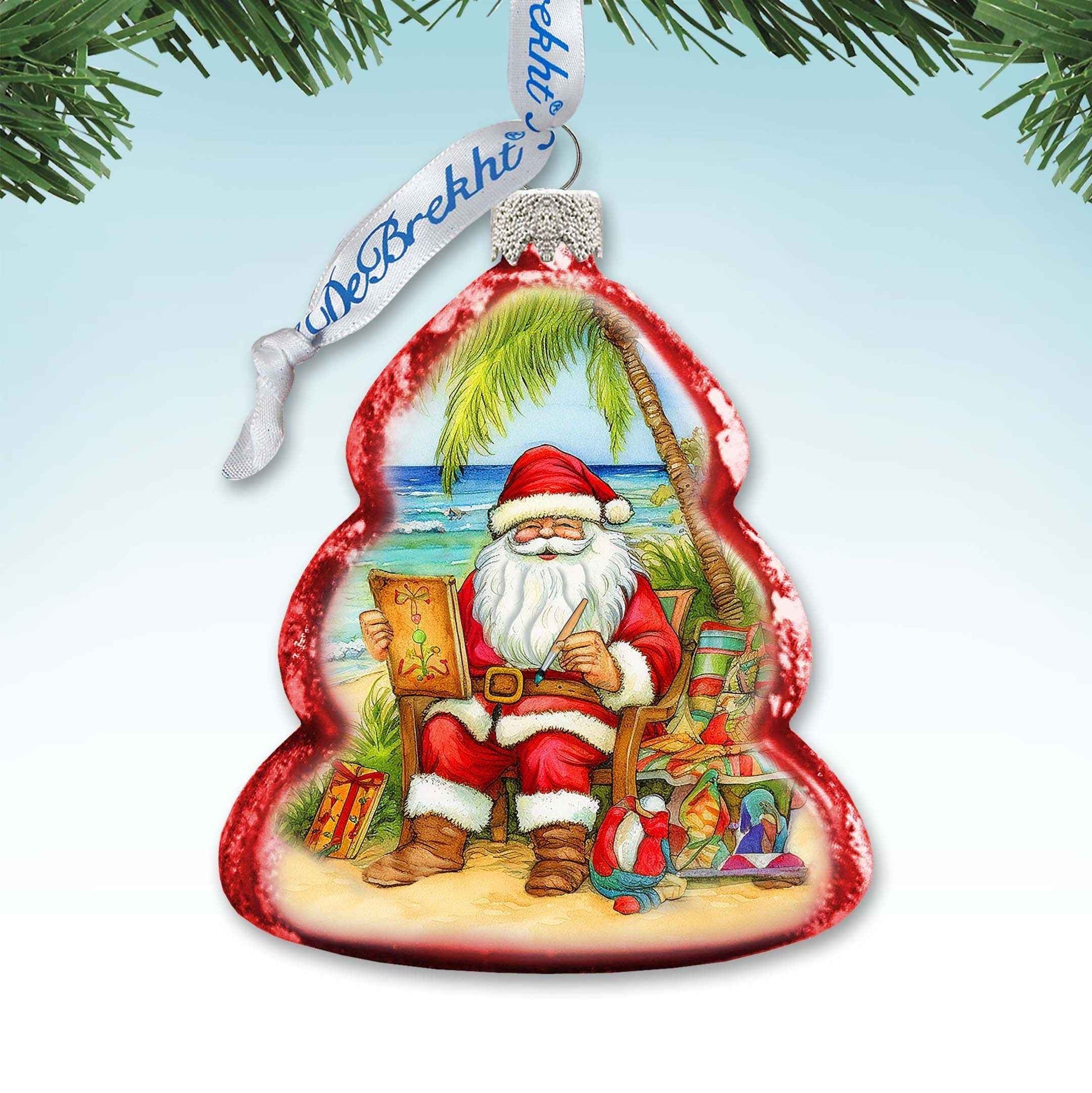 Holiday Coastal Ornament - Santa's Artistry Keepsake Glass Ornaments by G. Debrekht - Christmas Decor - 777415