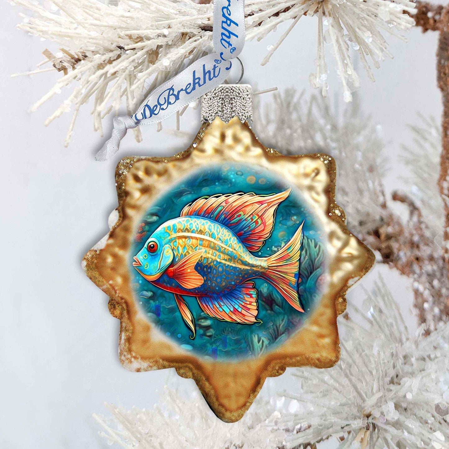 Holiday Coastal Ornament - Ocean Fish Keepsake Glass Ornaments by G. Debrekht - Coastal Holiday Decor - 777405