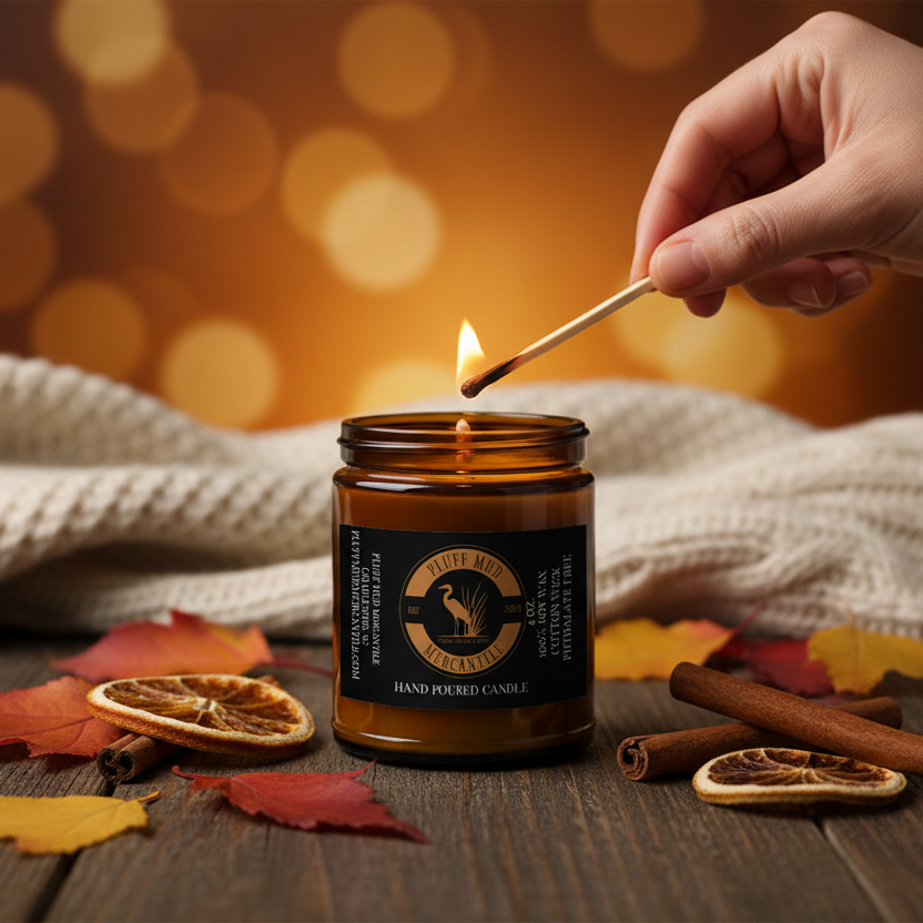 Fall Candle Lighting Lifestyle