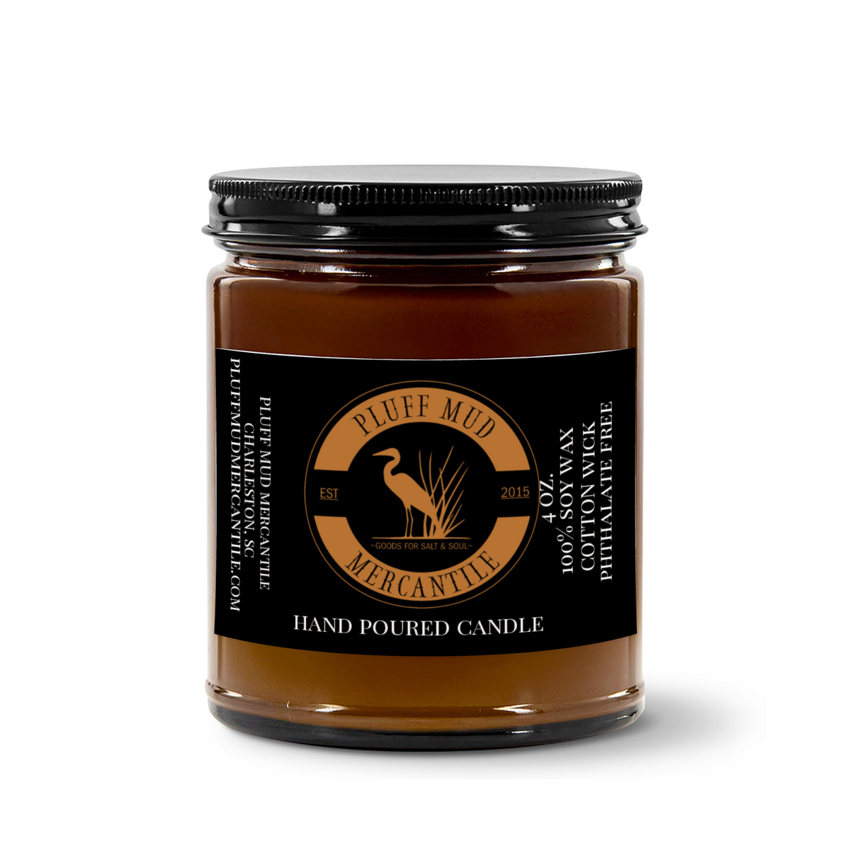 Pluff Mud Mercantile Vintage Amber 4oz Amber Jar Candle | 2.25"x1.5"